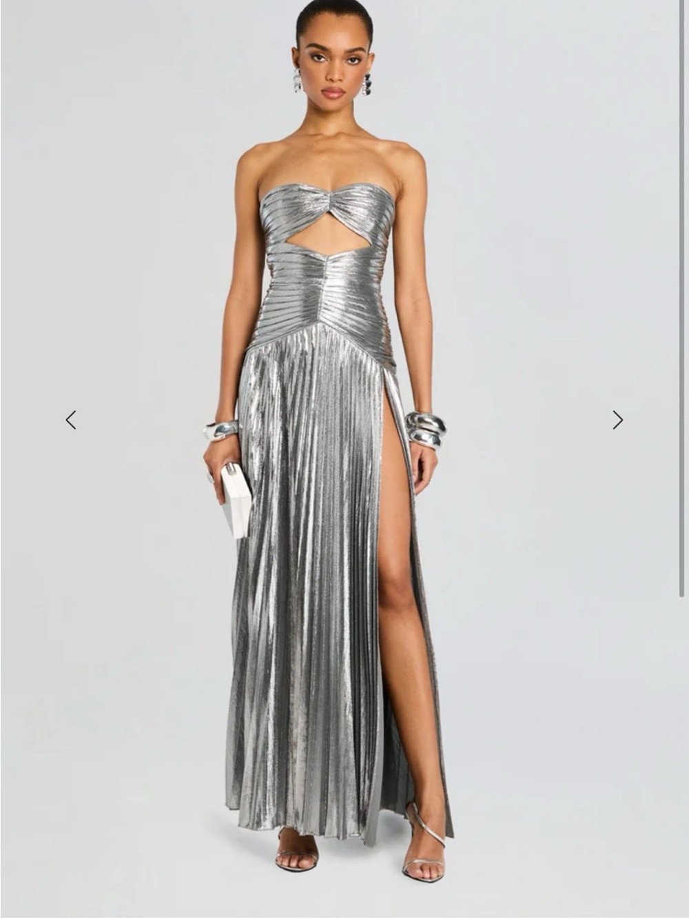Retrofête Silver Shimmery Evening Dress - Picture 1 of 8
